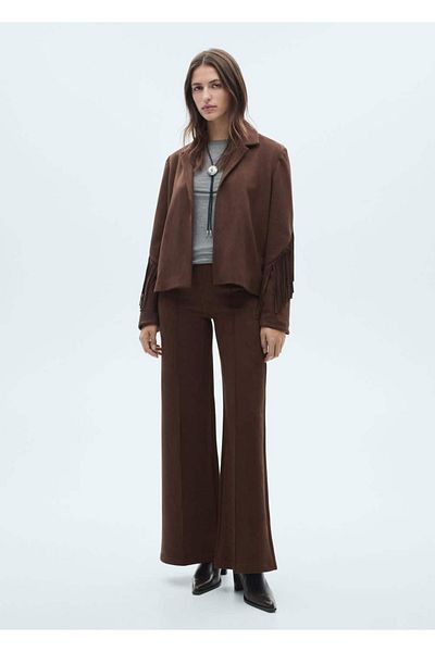 MANGO Woman Παντελόνι με φαρδύ σουέντ look