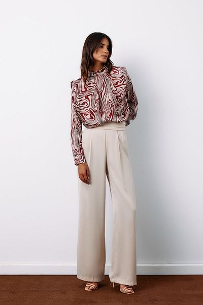 Sateen Burgundy Patterned Padded Blouse