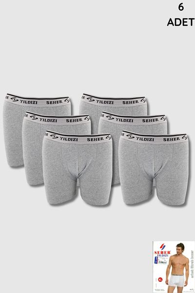 Seher Yıldızı Seher 0060 Ανδρικό Γκρι Elastane Boxer - Πακέτο 6