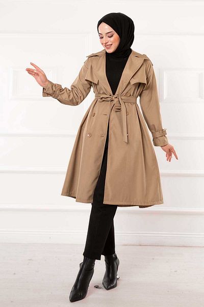 EBRUTESETTÜR Portable Belted Button Detailed Trench