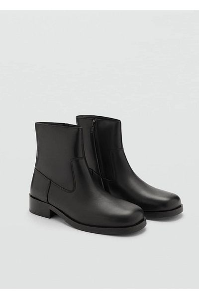 MANGO Man Stiefeletten aus Leder mit quadratischem Spitzenabsatz