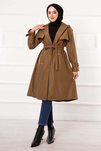 EBRUTESETTÜR Portable Belted Button Detailed Trench