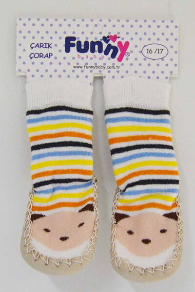 Funny 2516 Bebek Çarık Çorap Krem 16-17 Numara
