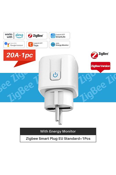 Choice 16A/20A Tuya Zigbee Smart Plug EU Socket With Power Monitor Timing Voice Control Support Alexa Go...