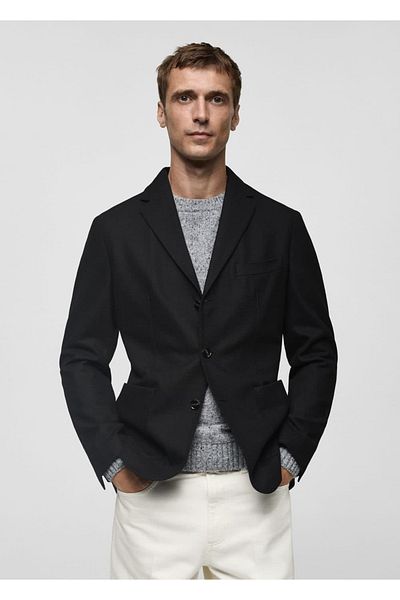 MANGO Man Slim Fit Recycled Wool Blazer Jacket