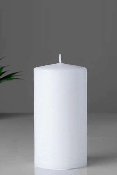 Paşa Cam Silindir Mum Kütük Mum Beyaz Sandal Ağacı 10 cm Genişlik 20 Cm Yükse...