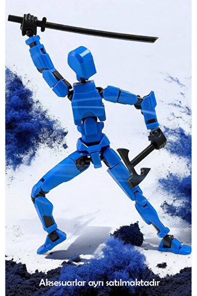 Suelo Butik Titan 13 Robot Dummy Mavi Siyah Tüm Eklemleri Hareketli Aksiyon Figürü T13 Robot Figür Oyuncak