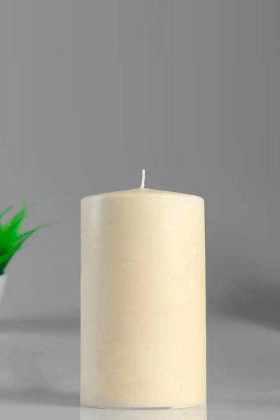 Genel Markalar Silindir Mum Kütük Mum Krem Sandal Ağacı 10 cm Genişlik 15 Cm ...