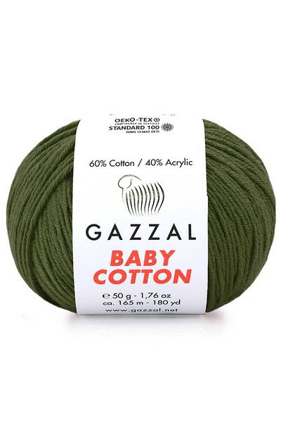 Gazzal Khaki Hand Knitting Thread 50 Gr. - Baby Cotton 3463