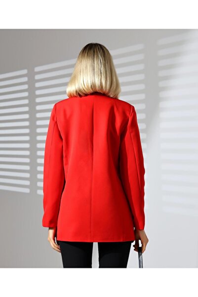 aytenli Oversize Double Two Button Lined Long Blazer Jacket with Pockets