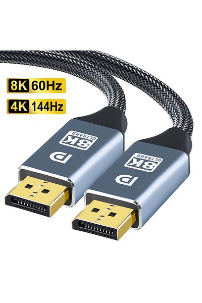 Mosizave كابل DisplayPort 4K 144Hz بطول 1 متر، كابل DisplayPort DP 1.4 DisplayPort 2K@240Hz 8K@60Hz لأجهزة الكمبيوتر المحمولة