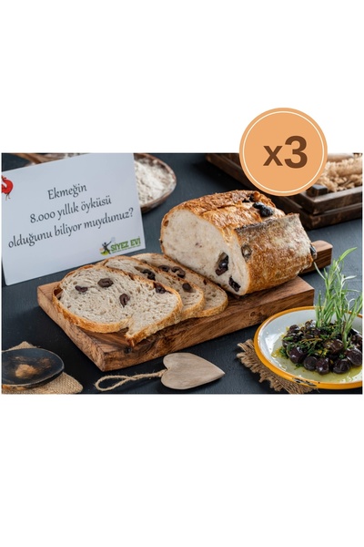 Siyez Evi 2.7 kg Zeytinli Artizan Ekşi Mayalı 3 Ekmek 3x900gr (Zeytinli- Zeytinli- Zeytinli)