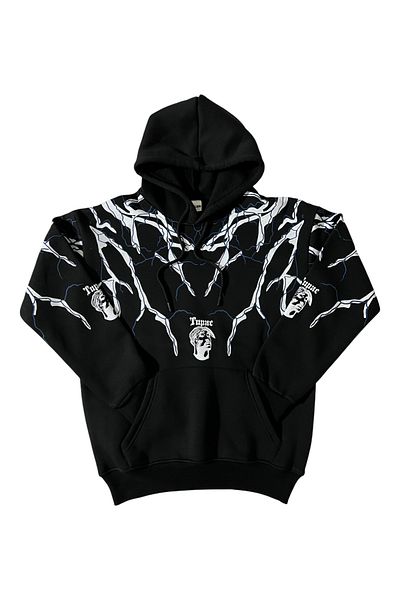 Pi Giyim Unisex Regular Fit Cotton Soft Textured Fleece Patterned Hooded Sweatshirt