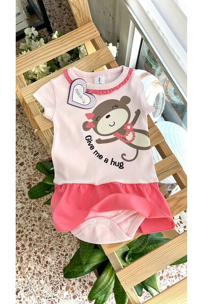 Happy Moon Bebek Giyim Yazlık Kız Bebek Body Elbise Ince Yumuşak %100 Pamuk