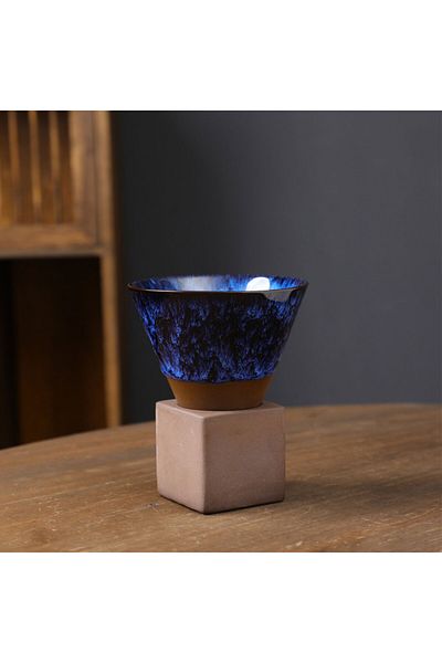 MIBRU Coffee ceramic cup with holder blue 200ml