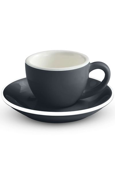 MIBRU Coffee Espresso ceramic cup with plate 75ml gray