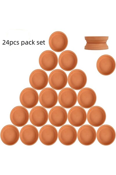 Choice S 24 قطعة صحون نباتات صغيرة من الطين المحروق، صواني نباتات طينية صغيرة...