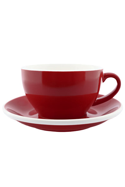 MIBRU Coffee ceramic cup with plate 150ml Red For lattes drip coffee and tea