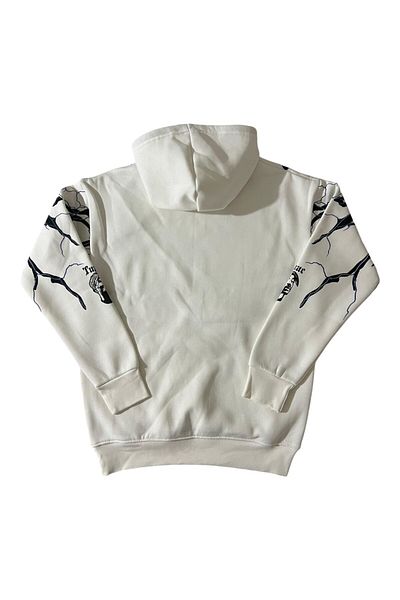 Pi Giyim Unisex Regular Fit Cotton Soft Textured Fleece Patterned Hooded Sweatshirt