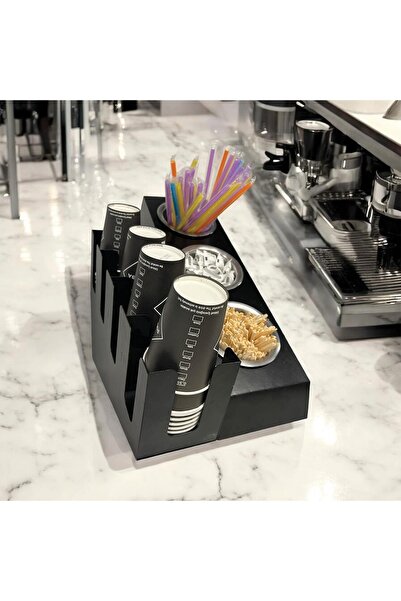 decorelax 4 Bölmeli 16Oz ve 3 yuvalı Basamaklı Kahve Standı Düzenleyici Organ...