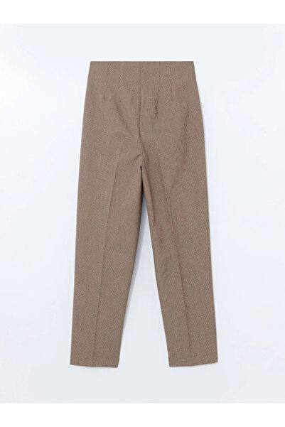 LC Waikiki LCW Vision Kahverengi Ekoseli Dar Fit Kadın Pantolon