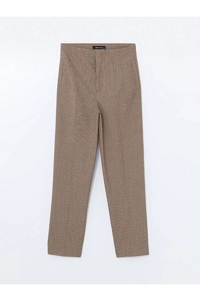 LC Waikiki Lcw Vision Brown Plaid Slim Fit Women's Trousers