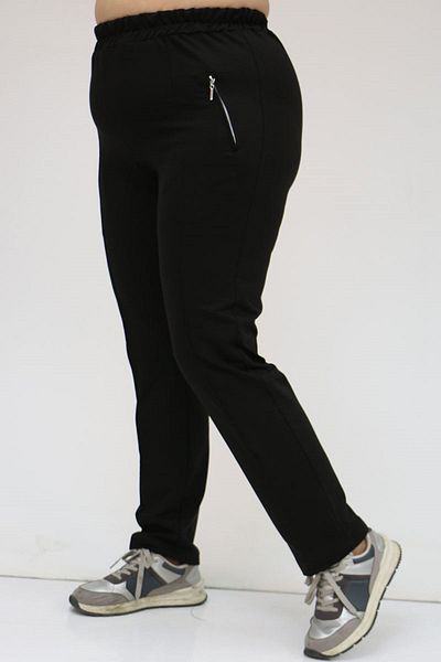Eslina 49514 Plus Size Τσέπες με δύο κλωστές Φούτερ με φερμουάρ - Μαύρο