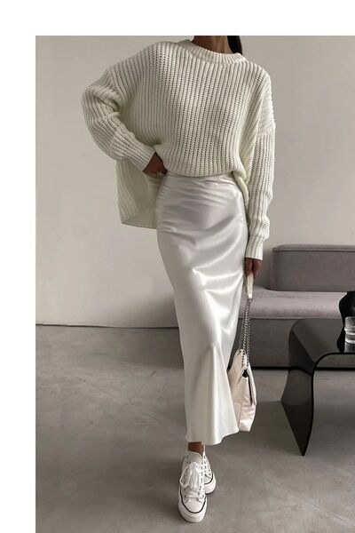 ELBA STİL Fustă neagră din Satin