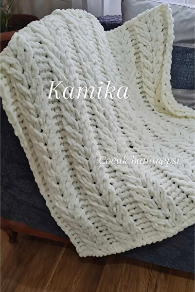KAMİKAM Kids Hand Knitted Blanket in Size 95/95 - Soft and Comfortable