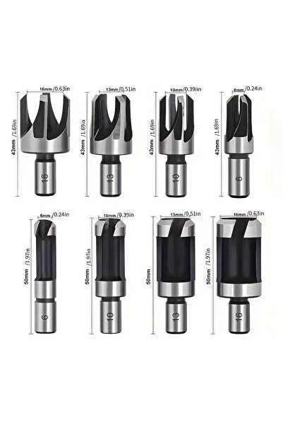 Choice مجموعة قواطع فتحات خشبية من الفولاذ عالي الكربون مكونة من 8 قطع - مثالية لقطع فتحات المنشار الخشبي (1...
