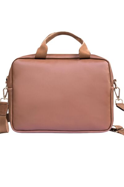 ekrudükkan Worken Leather Laptop Bag with Shoulder Strap 15.6 Inch MacBook Pro Air Bag, Shawl Pattern Printed Tan