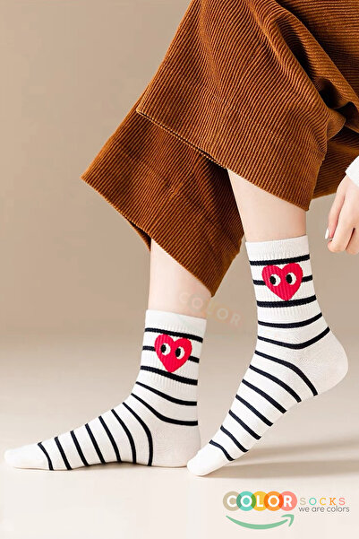 Color Socks Комплект от 5 памучни чорапа с шарка на сърце (изключително меки)