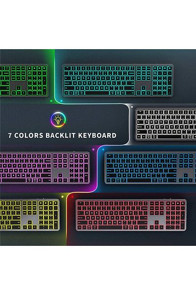 Choice Black English Multi-Device Rechargeable Keyboard Bluetooth Backlit Wireless Keyboard Compatible for