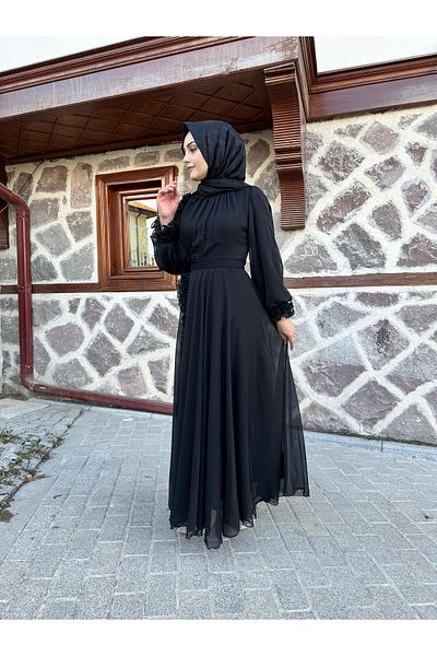 sümeyra Βραδινό φόρεμα με ροζ επεξεργασία