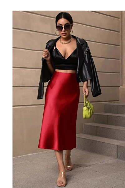 ELBA STİL Black Satin Skirt