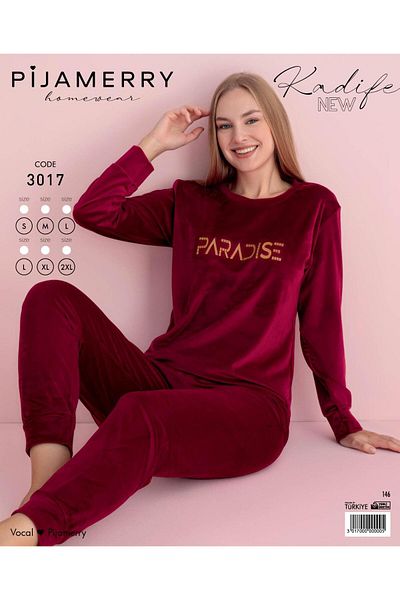 PİJAMERRY Set de pijamale de iarnă pentru femei Pijamerry, din catifea, 3017B - 1 buc