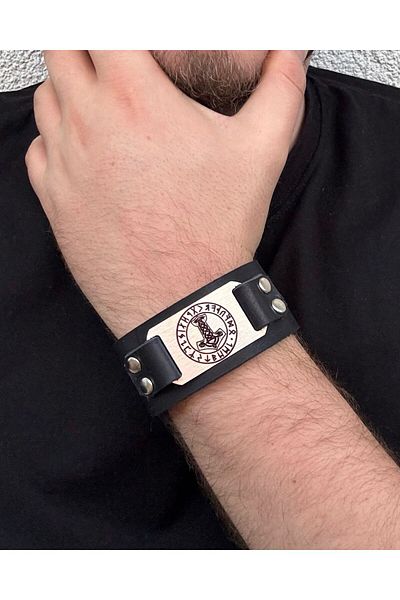 BSN Store Nordic Thor Wide Genuine Leather Bracelet