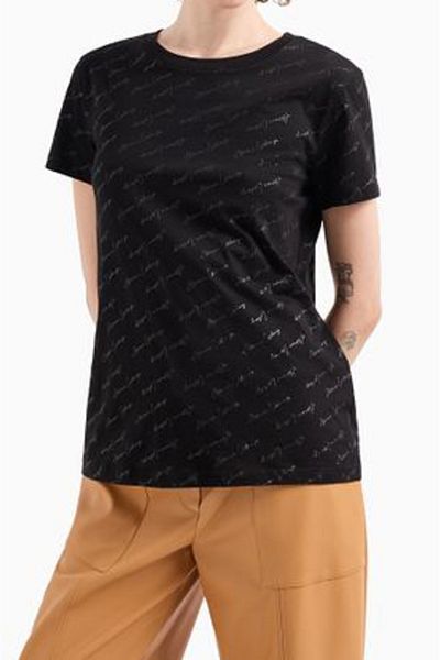 Armani Exchange Дамска тениска с лого - черна