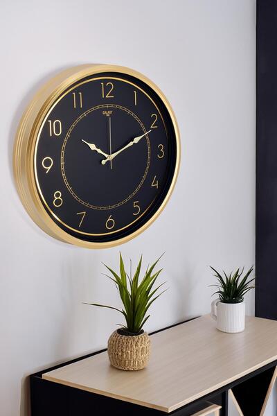 GALAX GOLD ÇERÇEVE LATİN RAKAM DUVAR SAATİ 50CM