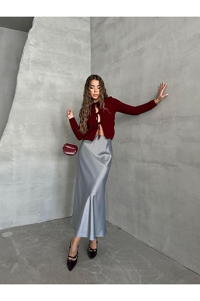SEDA FİDAN Fusta maxi din satin gri