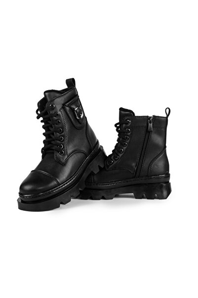 LUCKY COLLECTİON Kız Çocuk Suya Dayanıklı Bağcık Fermuarlı Kışlık Tüylü İç Astarlı Bot Ayakkabı LUCKYFIKO0014