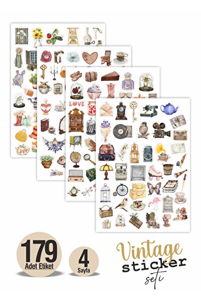 Vintage Sticker Etiket 179 Adet