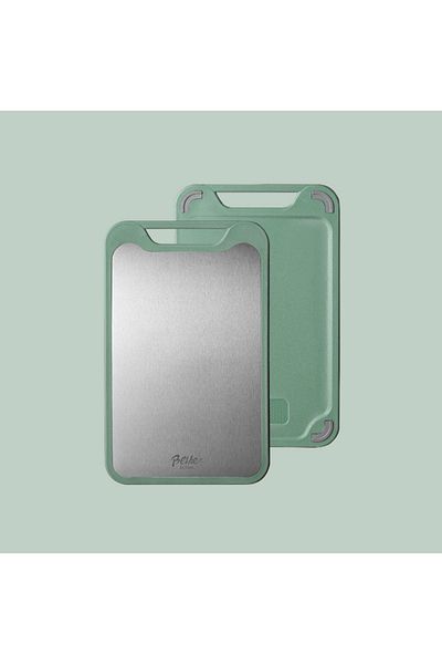 Choice L 1pc Green 1pc Cutting Board Two Sides Of Stainless Steel And Plastic Dual-purpose Multifunction