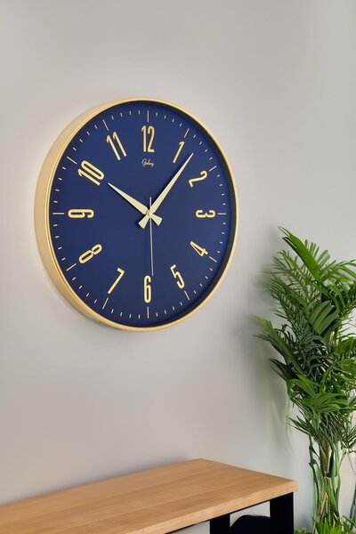 GALAX GOLD ÇERÇEVE İNCE LATİN DUVAR SAATİ 43 CM