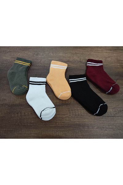 Leement socks Комплект детски зимни хавлиени чорапи от 5 части - среден маншет, чифт безшевни памучни