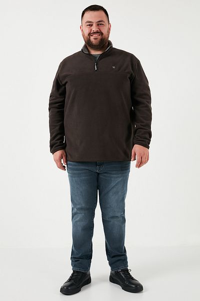 Buratti Ανδρικό Fleece 5906001 B - Plus Size, Stand Collar, Regular Fit, Anti-Pilling, Winter Raised