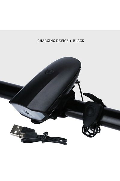 Choice Black Bicycle Front Light with Electric Horn Waterproof Bike Headlight USB Rechargeable Cycling Flas