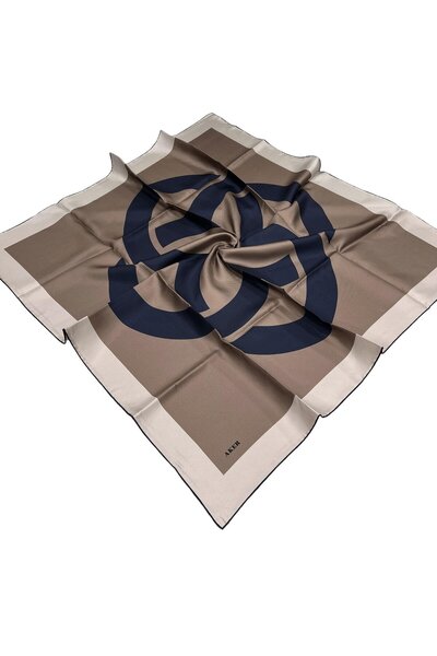 Aker Silk Scarf Mink Navy Blue Twill 8800713 -921
