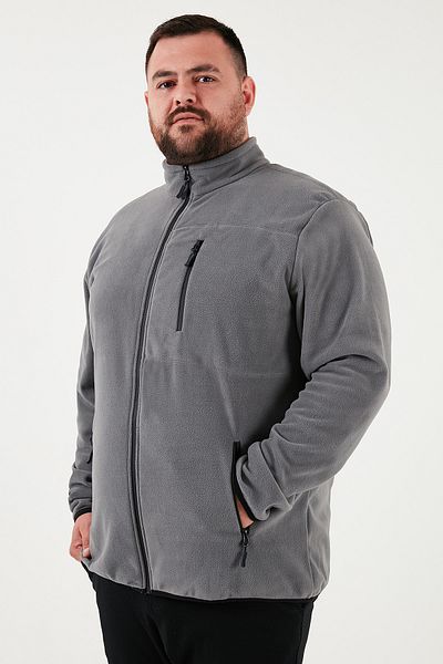 Buratti Ανδρική Ζακέτα Fleece με φερμουάρ Plus Size - Κανονική Εφαρμογή, ΖΑΚΕΤΑ με γιακά 5906028 Β