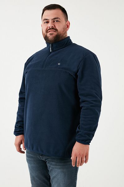 Buratti Ανδρικό Fleece 5906001 B - Plus Size, Stand Collar, Regular Fit, Anti-Pilling, Winter Raised